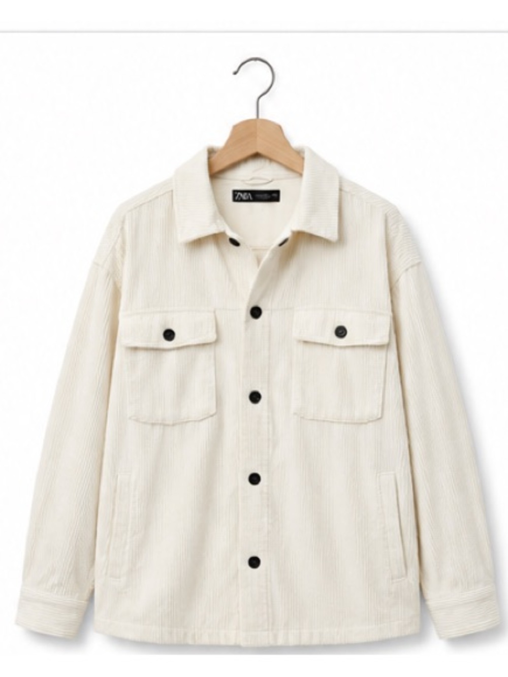 Zara Cream Corduroy Shirt Jacket